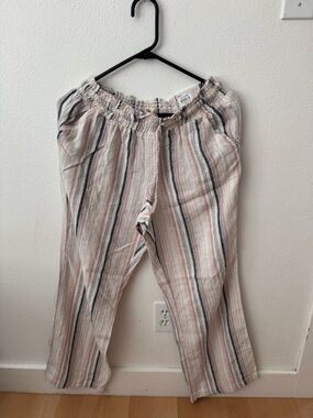 SO Striped Elastic-Waist Pants in Pink, Navy & White